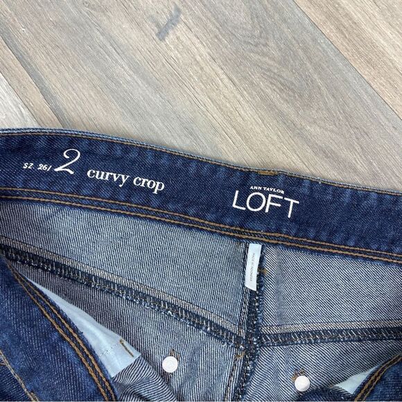 Ann Taylor Loft Curvy Crop Jeans Dark Blue 2 Stretch Mid Rise - Picture 7 of 12
